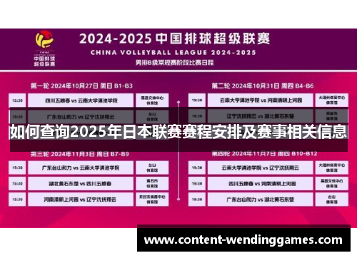 如何查询2025年日本联赛赛程安排及赛事相关信息