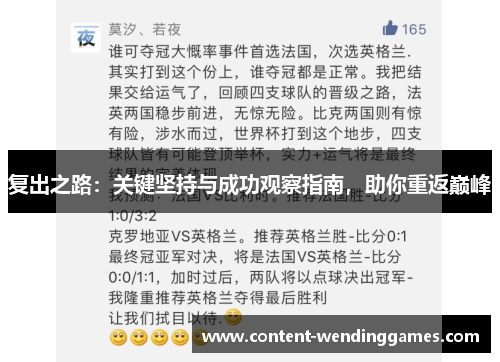 复出之路：关键坚持与成功观察指南，助你重返巅峰