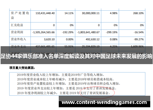足协44家俱乐部准入名单深度解读及其对中国足球未来发展的影响
